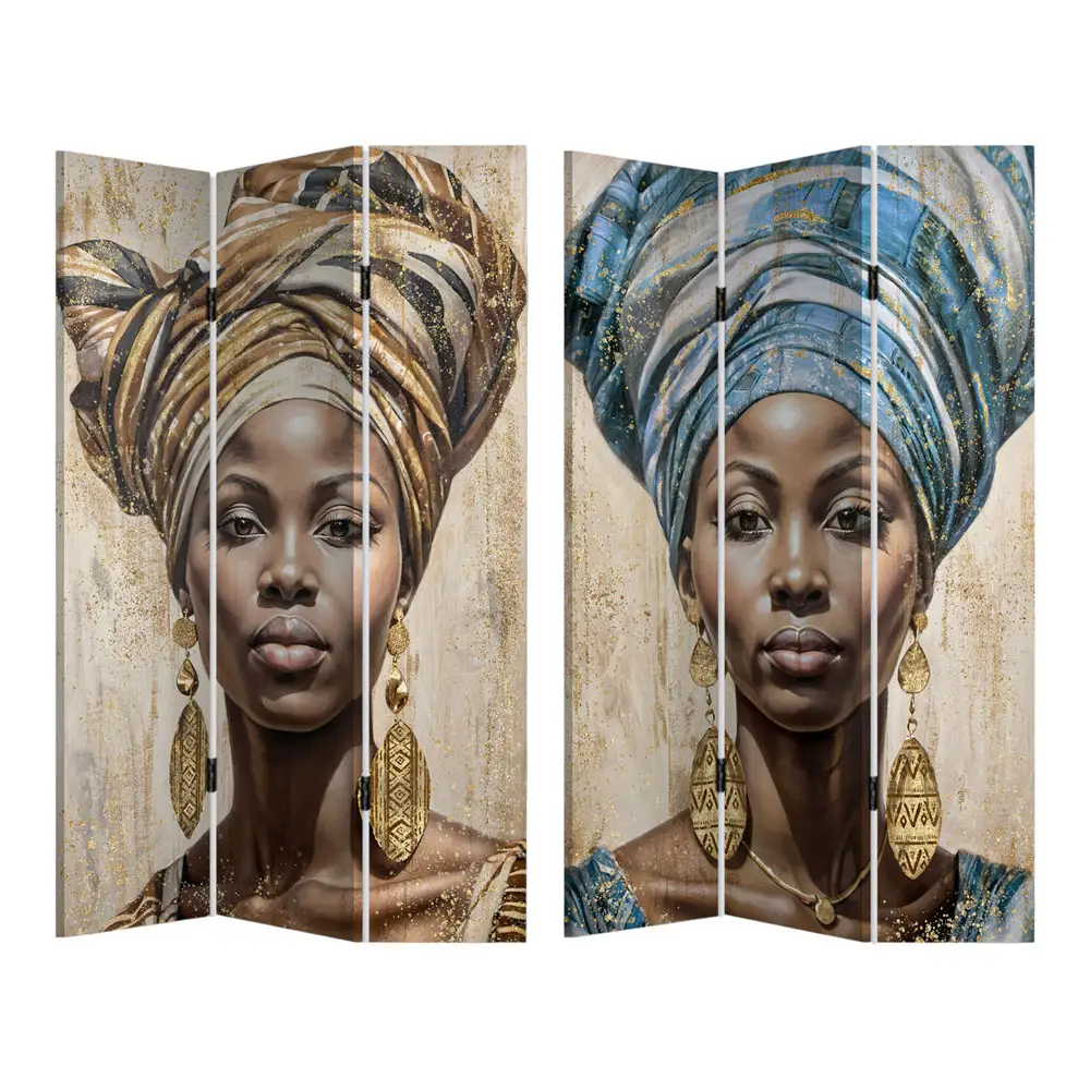 ΠΑΡΑΒΑΝ ΤΡΙΠΛΟ ΣΕ ΤΥΠΩΜΕΝΟ ΚΑΜΒΑ ΜΕ ΓΥΝΑΙΚΕΙΟ ΠΟΡΤΡΕΤΟ ΚΑΙ ΧΡΥΣΕΣ ΛΕΠΤΟΜΕΡΕΙΕΣ 180x120x2,5εκ. - Ankor 849369