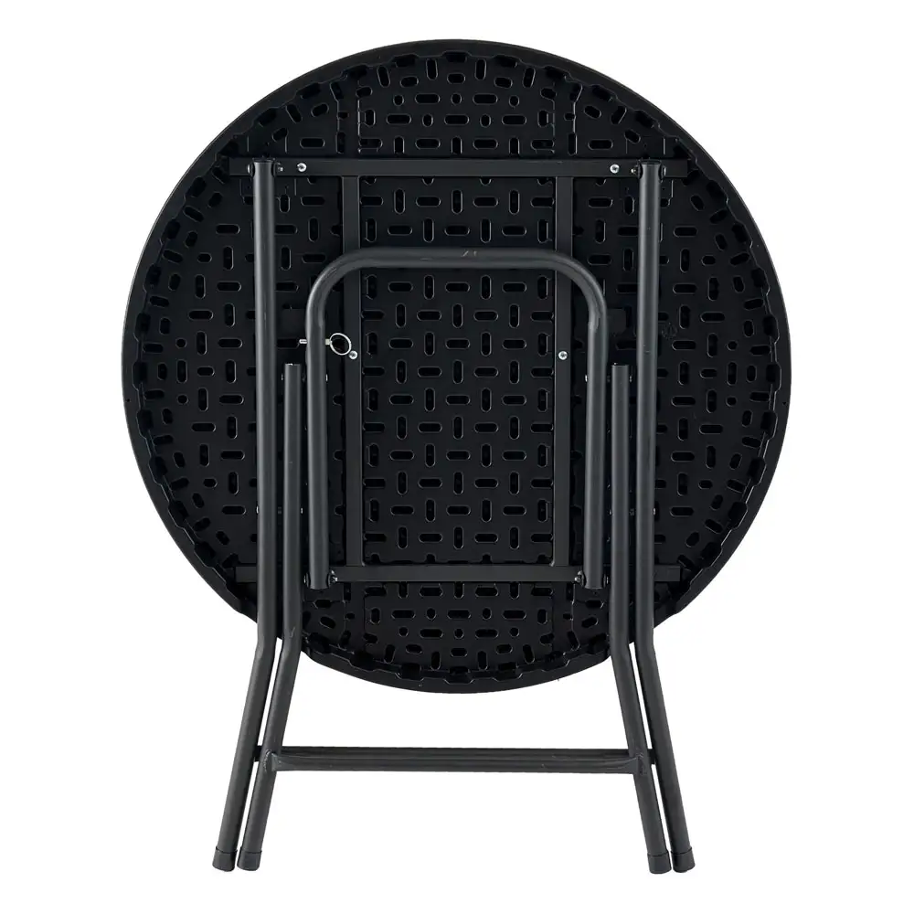 ΤΡΑΠΕΖΙ ΠΤΥΣΣΟΜΕΝΟ ΠΛΑΣΤΙΚΟ ΜΑΥΡΟ ΣΕ ΟΨΗ ΞΥΛΟΥ ΜΕ ΜΕΤΑΛΛΙΚΑ ΠΟΔΙΑ 80x74εκ.  - Ankor 849994