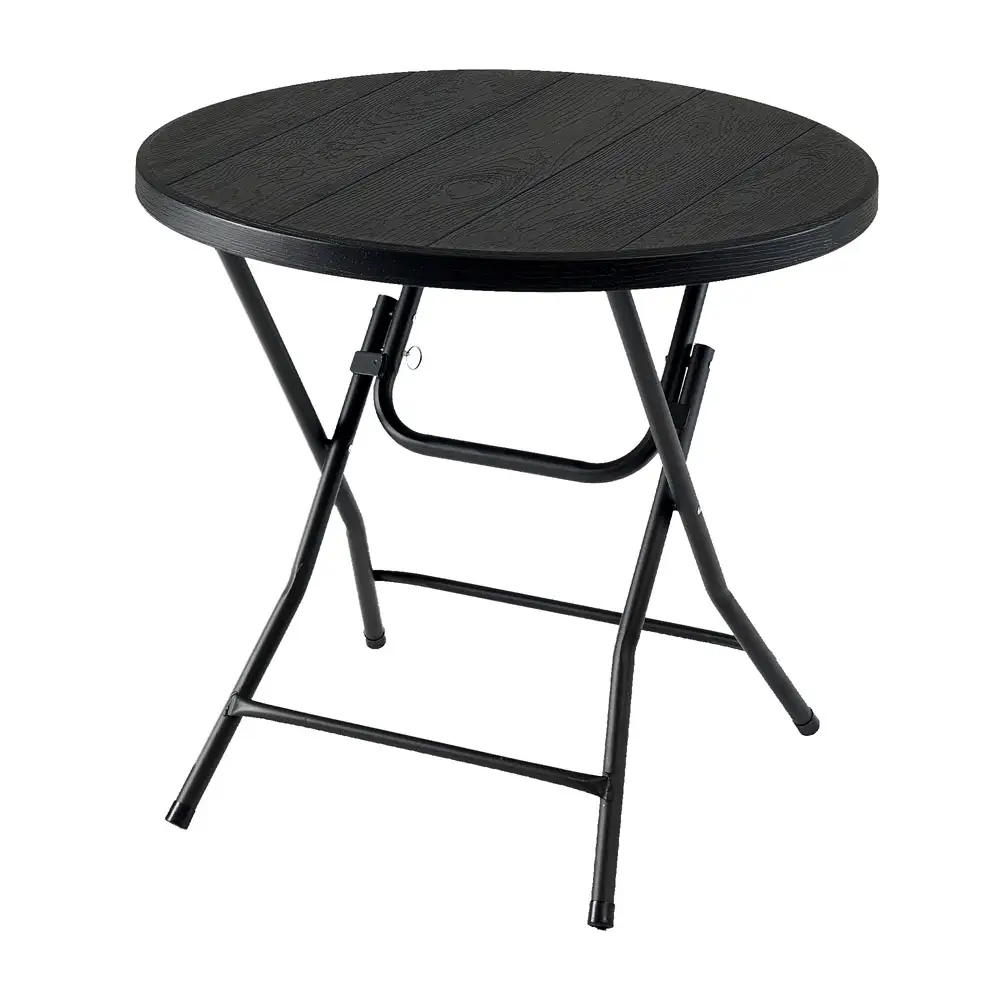 ΤΡΑΠΕΖΙ ΠΤΥΣΣΟΜΕΝΟ ΠΛΑΣΤΙΚΟ ΜΑΥΡΟ ΣΕ ΟΨΗ ΞΥΛΟΥ ΜΕ ΜΕΤΑΛΛΙΚΑ ΠΟΔΙΑ 80x74εκ.  - Ankor 849994