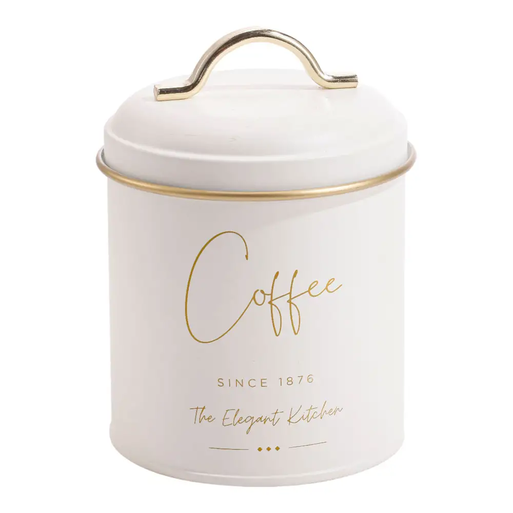 ΣΕΤ 2 ΜΕΤΑΛΛΙΚΑ ΒΑΖΑ ΛΕΥΚΑ ΜΕ ΧΡΥΣΕΣ ΛΕΠΤΟΜΕΡΕΙΕΣ Coffee Sugar 11x16εκ.  - Ankor 850136