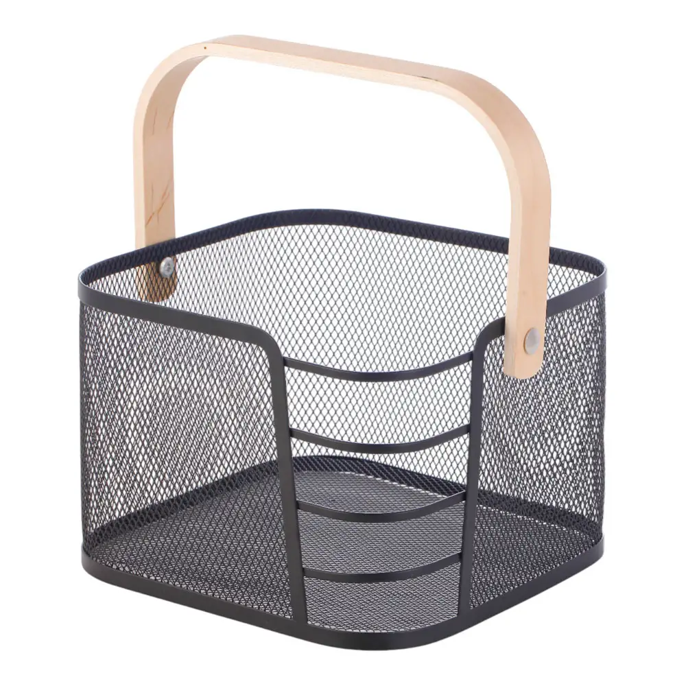 ΦΡΟΥΤΙΕΡΑ ΜΕΤΑΛΛΙΚΗ ΣΕ ΜΑΥΡΟ ΜΑΤ ΧΡΩΜΑ ΜΕ ΞΥΛΙΝΗ ΛΑΒΗ 24x23,5x16,1εκ. - Ankor 850181