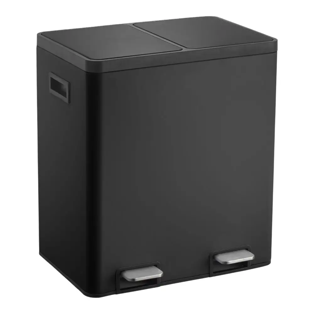 ΚΑΔΟΣ ΑΠΟΡΡΙΜΑΤΩΝ ΔΙΠΛΟΣ 20L ΚΑΙ 20L SOFT CLOSE ΙΝΟΧ ΜΑΥΡΟ ΜΑΤ  - Ankor 850259