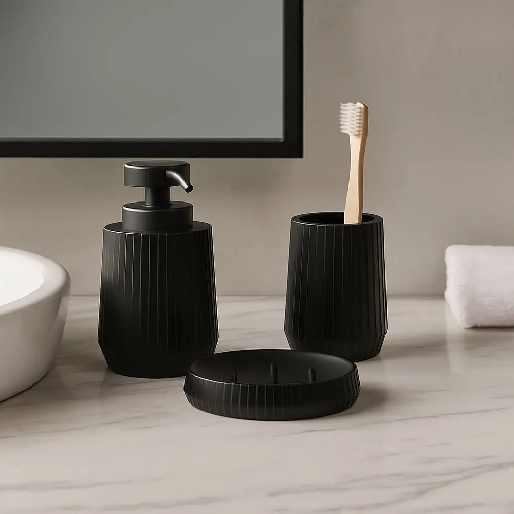 DISPENSER ΠΟΛΥΕΣΤΕΡΙΚΟ ΜΑΥΡΟ ΜΕ ΡΙΓΕΣ 9x9x14,3εκ. - Ankor 850365