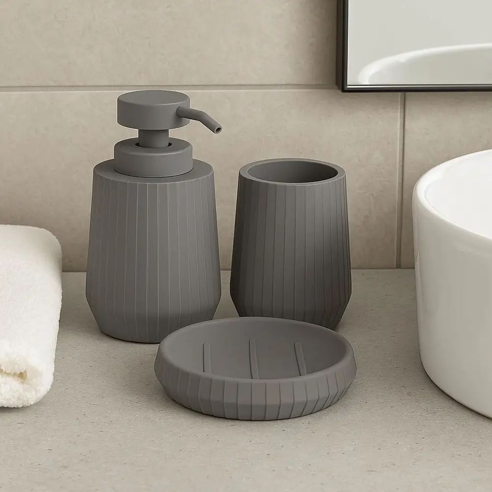 ΠΟΤΗΡΟΘΗΚΗ ΠΟΛΥΕΣΤΕΡΙΚΗ ΓΚΡΙ ΜΕ ΡΙΓΕΣ 7,7x7,7x10εκ. - Ankor 850402