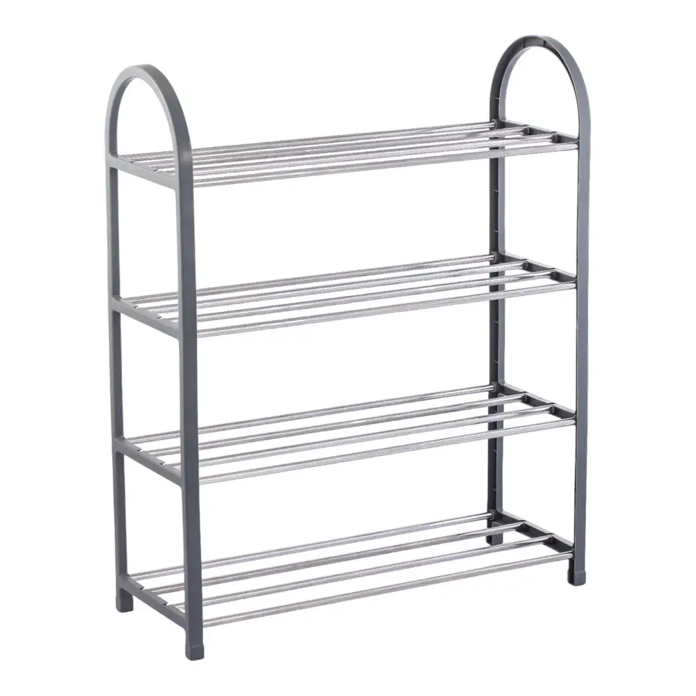 ΠΑΠΟΥΤΣΟΘΗΚΗ ΜΕ ΤΕΣΣΕΡΑ ΡΑΦΙΑ ΠΛΑΣΤΙΚΟ ΓΚΡΙ ΣΚΕΛΕΤΟ ΚΑΙ ΜΕΤΑΛΛΙΚΕΣ ΡΑΒΔΟΥΣ 50x18,5x65εκ.  - Ankor 850723