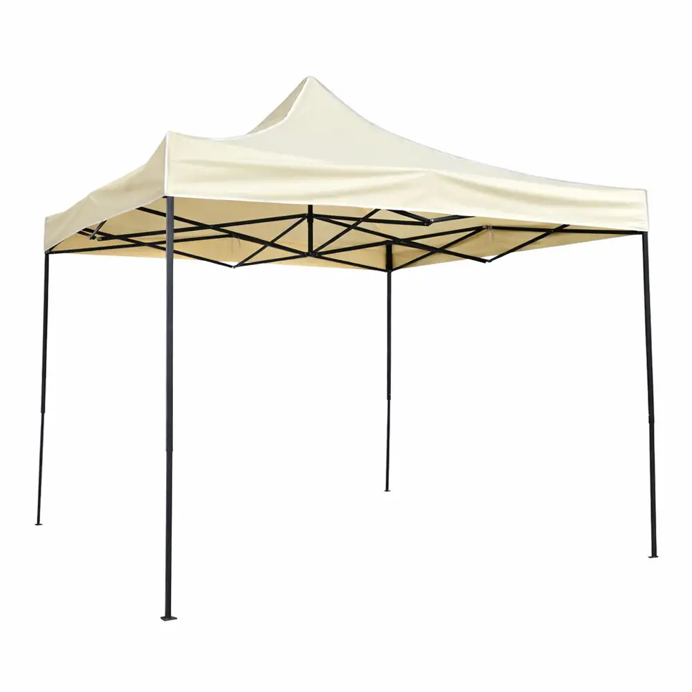 ΚΙΟΣΚΙ ΠΤΥΣΣΟΜΕΝΟ ΜΕ ΜΕΤΑΛΛΙΚΟ ΣΚΕΛΕΤΟ ΚΑΙ ΑΔΙΑΒΡΟΧΟ ΥΦΑΣΜΑ 800D ΣΕ ΜΠΕΖ ΧΡΩΜΑ 3x3x3,2m  - Ankor 851560