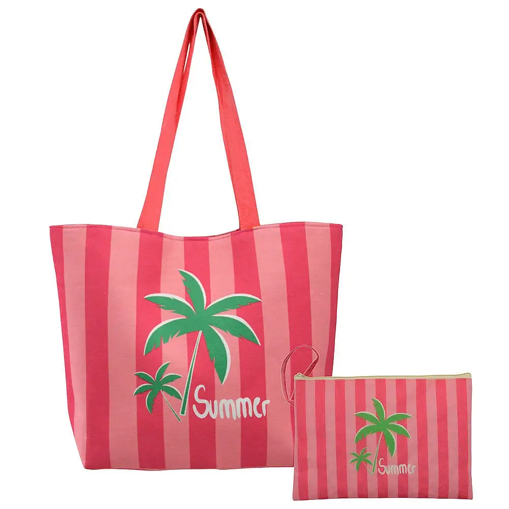 ΤΣΑΝΤΑ ΘΑΛΑΣΣΗΣ ΥΦΑΣΜΑΤΙΝΗ ΜΕ ΝΕΣΕΣΕΡ ΣΤΟ ΙΔΙΟ ΣΧΕΔΙΟ ΚΟΚΚΙΝΟ ΡΟΖ ΡΙΓΕ  - Ankor 851676