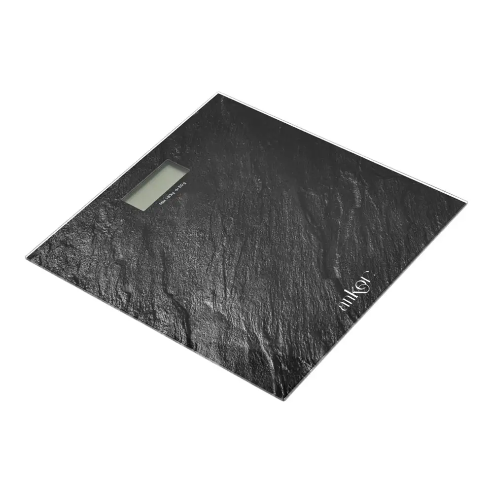 ΗΛΕΚΤΡΟΝΙΚΗ ΖΥΓΑΡΙΑ ΜΠΑΝΙΟΥ ΨΗΦΙΑΚΗ ΓΥΑΛΙΝΗ ΜΕ ΣΧΕΔΙΟ ΜΑΥΡΗ ΠΕΤΡΑ 30x30x2,5 εκ. - Ankor 851881