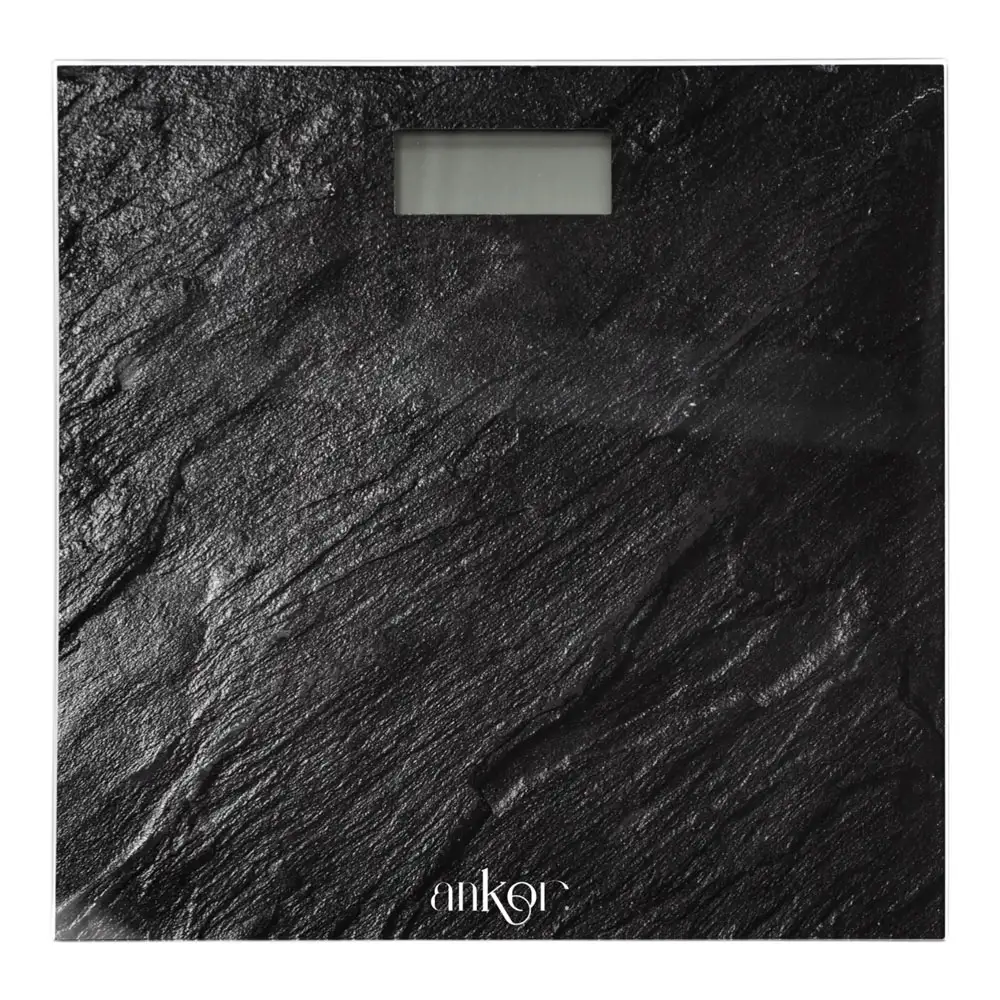 ΗΛΕΚΤΡΟΝΙΚΗ ΖΥΓΑΡΙΑ ΜΠΑΝΙΟΥ ΨΗΦΙΑΚΗ ΓΥΑΛΙΝΗ ΜΕ ΣΧΕΔΙΟ ΜΑΥΡΗ ΠΕΤΡΑ 30x30x2,5 εκ. - Ankor 851881