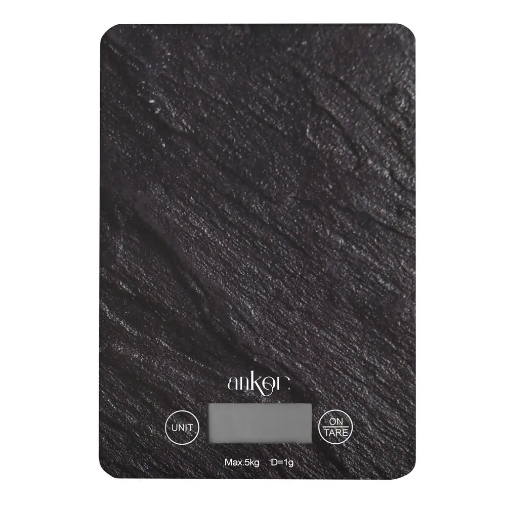 ΖΥΓΑΡΙΑ ΗΛΕΚΤΡΟΝΙΚΗ 5kg ΓΥΑΛΙΝΗ ΜΑΥΡΗ ΠΕΤΡΑ 15x21,5x1,6εκ.  - Ankor 851928