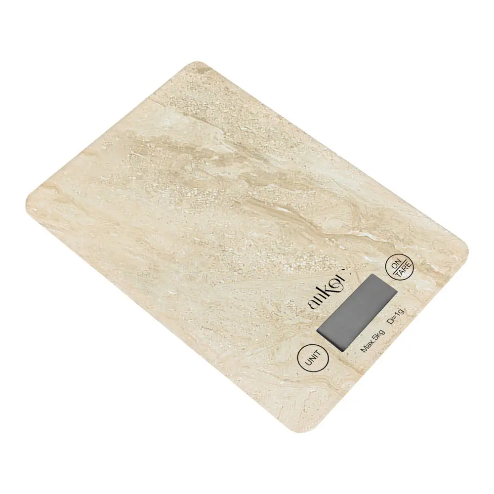 ΖΥΓΑΡΙΑ ΗΛΕΚΤΡΟΝΙΚΗ 5kg ΓΥΑΛΙΝΗ ΜΠΕΖ ΠΕΤΡΑ 15x21,5x1,6εκ.  - Ankor 851935