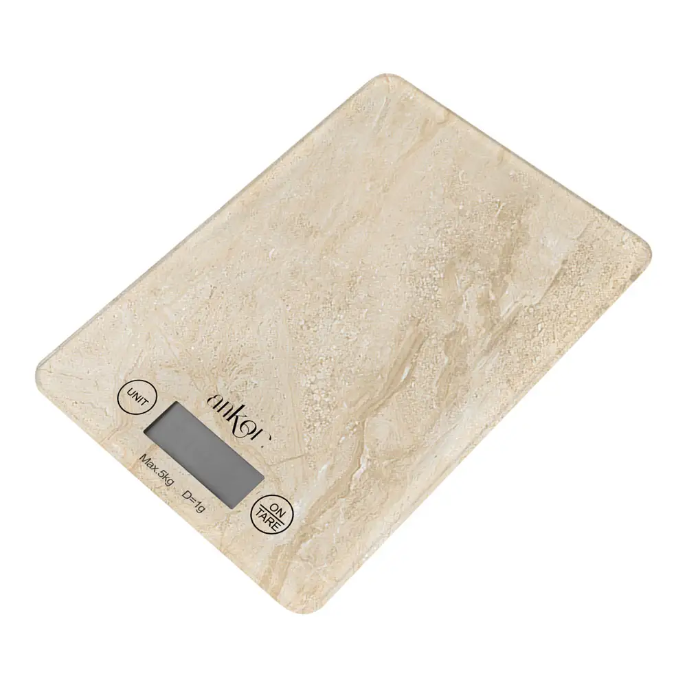 ΖΥΓΑΡΙΑ ΗΛΕΚΤΡΟΝΙΚΗ 5kg ΓΥΑΛΙΝΗ ΜΠΕΖ ΠΕΤΡΑ 15x21,5x1,6εκ.  - Ankor 851935