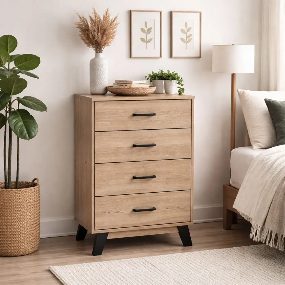 ΣΥΡΤΑΡΙΕΡΑ ΞΥΛΙΝΗ ΜΕ 4 ΣΥΡΤΑΡΙΑ ΣΕ ΦΥΣΙΚΟ ΧΡΩΜΑ 80x40x93εκ.  - Ankor 852406