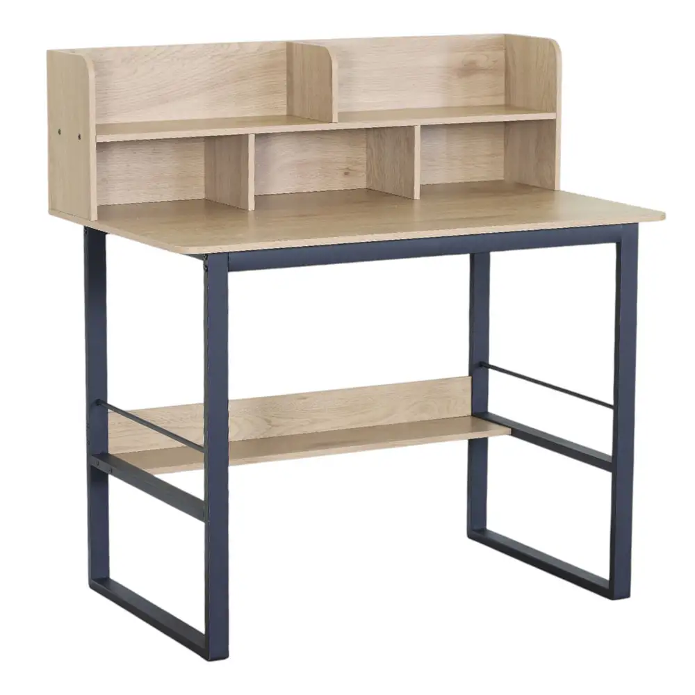 ΓΡΑΦΕΙΟ ΜΕ ΡΑΦΙ MDF ΜΕ ΜΕΛΑΜΙΝΗ ΣΕ ΦΥΣΙΚΗ ΑΠΟΧΡΩΣΗ ΞΥΛΟΥ KAI ΜΑΥΡΟ ΜΕΤΑΛΛΙΚΟ ΣΚΕΛΕΤΟ 120x60x103εκ.  - Ankor 852826