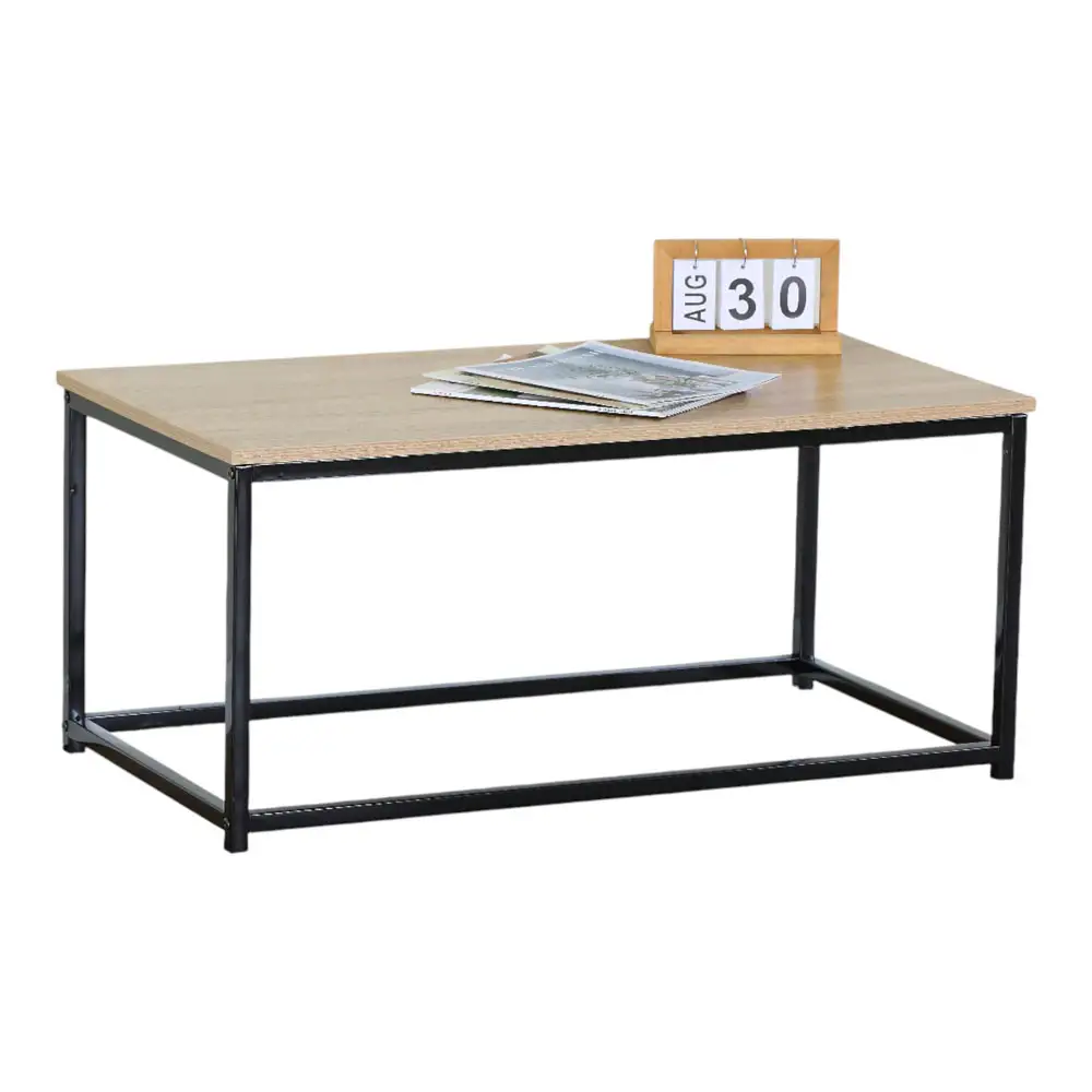 ΤΡΑΠΕΖΙ ΣΑΛΟΝΙΟΥ MDF ΜΕ ΜΕΛΑΜΙΝΗ ΣΕ ΦΥΣΙΚΗ ΑΠΟΧΡΩΣΗ ΞΥΛΟΥ KAI ΜΑΥΡΟ ΜΕΤΑΛΛΙΚΟ ΣΚΕΛΕΤΟ 90x48x40,5εκ.  - Ankor 852840