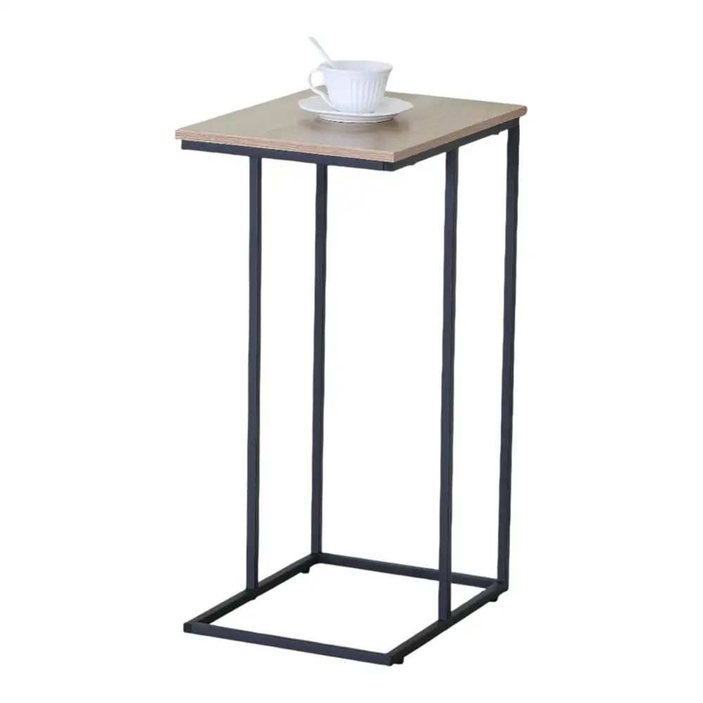 ΤΡΑΠΕΖΑΚΙ MDF ΜΕ ΜΕΛΑΜΙΝΗ ΣΕ ΦΥΣΙΚΗ ΑΠΟΧΡΩΣΗ ΞΥΛΟΥ KAI ΜΑΥΡΟ ΜΕΤΑΛΛΙΚΟ ΣΚΕΛΕΤΟ 40x30x66εκ.  - Ankor 852857