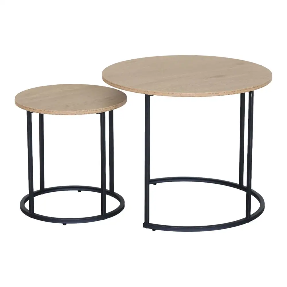 ΣΕΤ 2 ΤΡΑΠΕΖΑΚΙΑ MDF ΜΕ ΜΕΛΑΜΙΝΗ ΣΕ ΦΥΣΙΚΗ ΑΠΟΧΡΩΣΗ ΞΥΛΟΥ KAI ΜΑΥΡΟ ΜΕΤΑΛΛΙΚΟ ΣΚΕΛΕΤΟ  - Ankor 852864