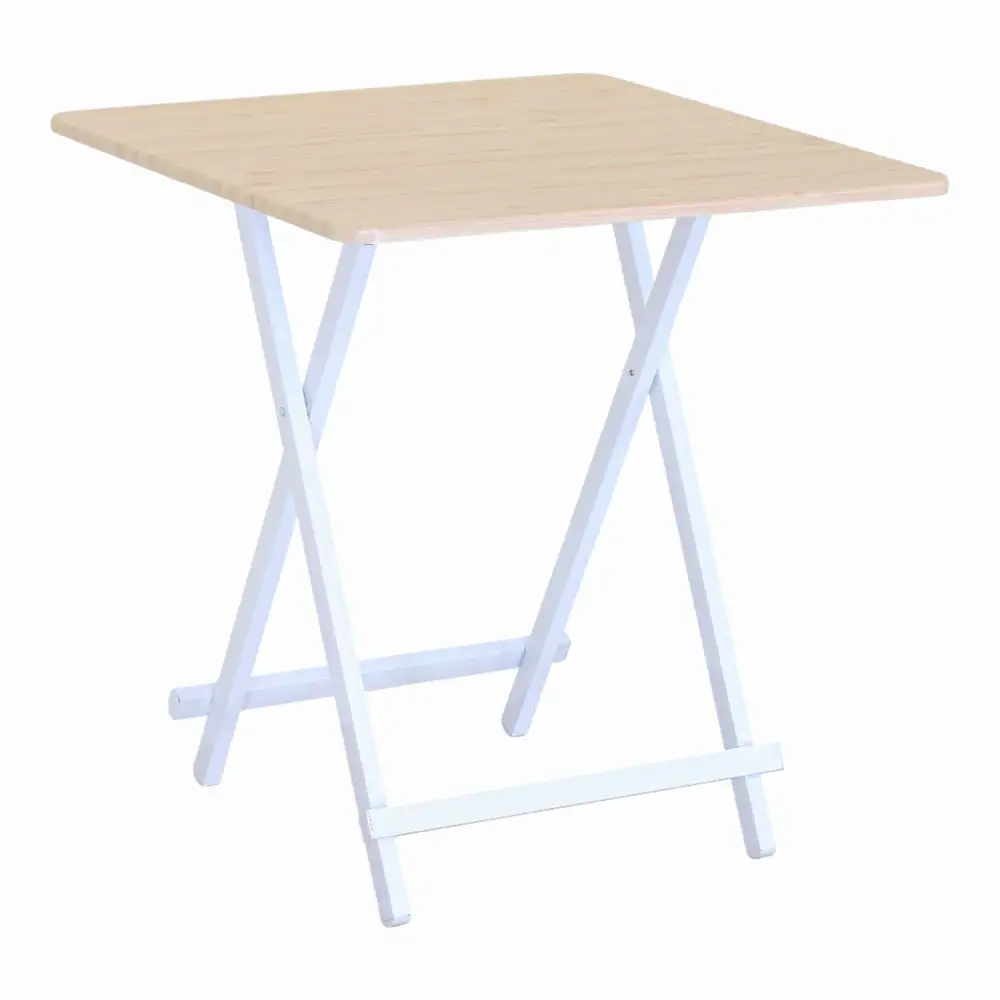 ΤΡΑΠΕΖΙ ΑΝΑΔΙΠΛΟΥΜΕΝΟ MDF ΜΕ ΜΕΛΑΜΙΝΗ ΣΕ ΦΥΣΙΚΗ ΑΠΟΧΡΩΣΗ ΞΥΛΟΥ KAI ΑΣΠΡΟ ΜΕΤΑΛΛΙΚΟ ΣΚΕΛΕΤΟ 70x70x74εκ  - Ankor 852871