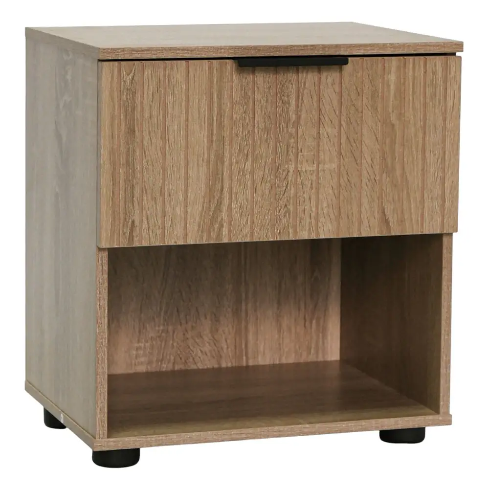 ΚΟΜΟΔΙΝΟ ΜΕ ΕΝΑ ΣΥΡΤΑΡΙ MDF ΜΕ ΜΕΛΑΜΙΝΗ ΣΕ ΧΡΩΜΑ ΦΥΣΙΚΟΥ ΞΥΛΟΥ ΜΕ ΑΝΑΓΛΥΦΕΣ ΓΡΑΜΜΕΣ 40x30x44εκ.  - Ankor 852901