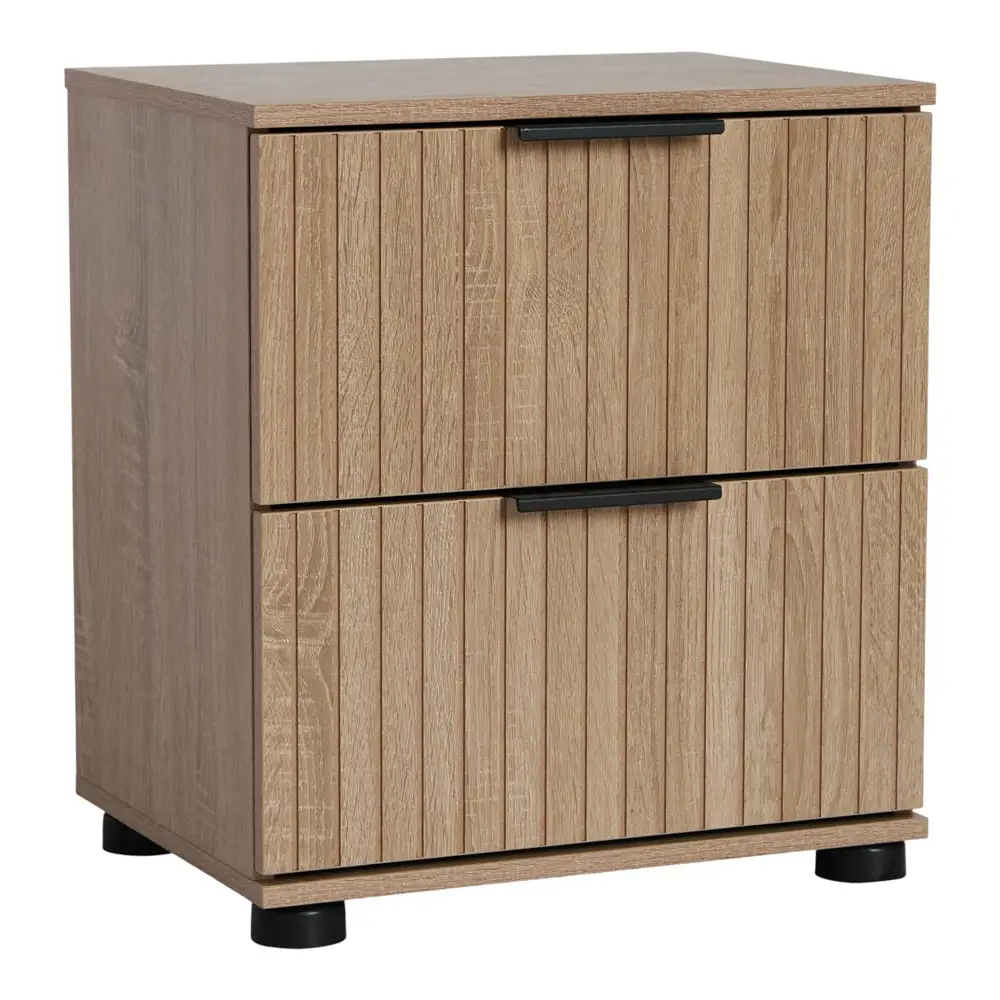 ΚΟΜΟΔΙΝΟ ΜΕ ΔΥΟ ΣΥΡΤΑΡΙΑ MDF ΜΕ ΜΕΛΑΜΙΝΗ ΣΕ ΧΡΩΜΑ ΦΥΣΙΚΟΥ ΞΥΛΟΥ ΜΕ ΑΝΑΓΛΥΦΕΣ ΓΡΑΜΜΕΣ 40x30x44εκ.  - Ankor 852918