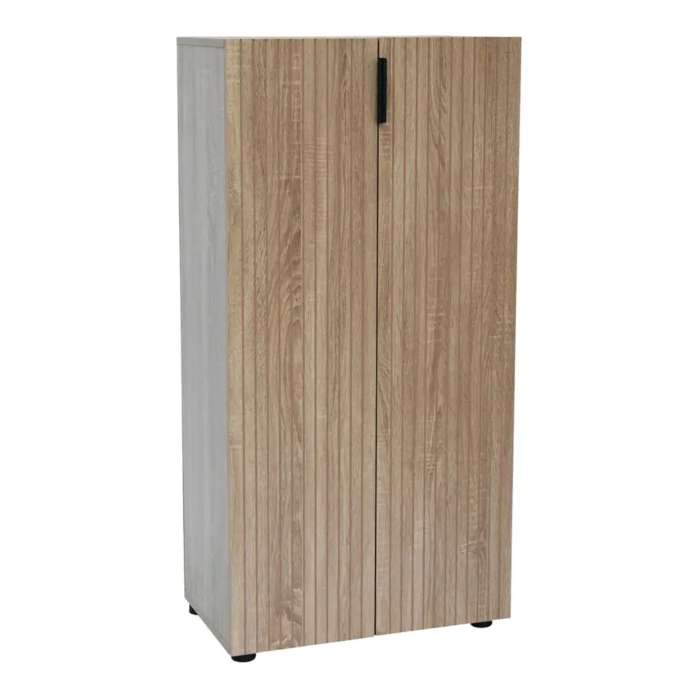 ΠΑΠΟΥΤΣΟΘΗΚΗ ΝΤΟΥΛΑΠΙ MDF ΜΕ ΜΕΛΑΜΙΝΗ ΣΕ ΧΡΩΜΑ ΦΥΣΙΚΟΥ ΞΥΛΟΥ ΜΕ ΑΝΑΓΛΥΦΕΣ ΓΡΑΜΜΕΣ 60x34x120εκ.  - Ankor 852956