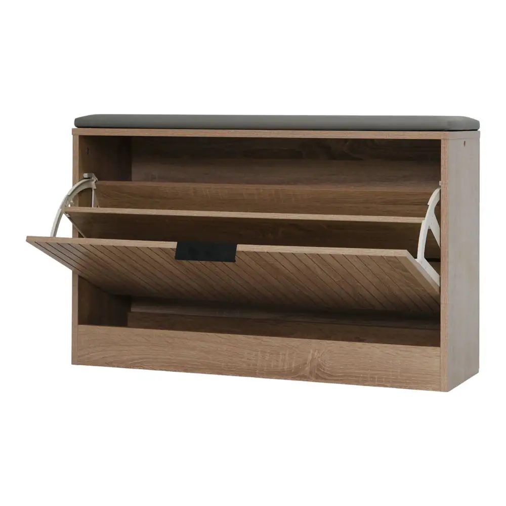 ΠΑΠΟΥΤΣΟΘΗΚΗ ΣΚΑΜΠΟ MDF ΜΕ ΜΕΛΑΜΙΝΗ ΣΕ ΧΡΩΜΑ ΦΥΣΙΚΟΥ ΞΥΛΟΥ ΜΕ ΑΝΑΓΛΥΦΕΣ ΓΡΑΜΜΕΣ 80x24x50εκ.  - Ankor 852963