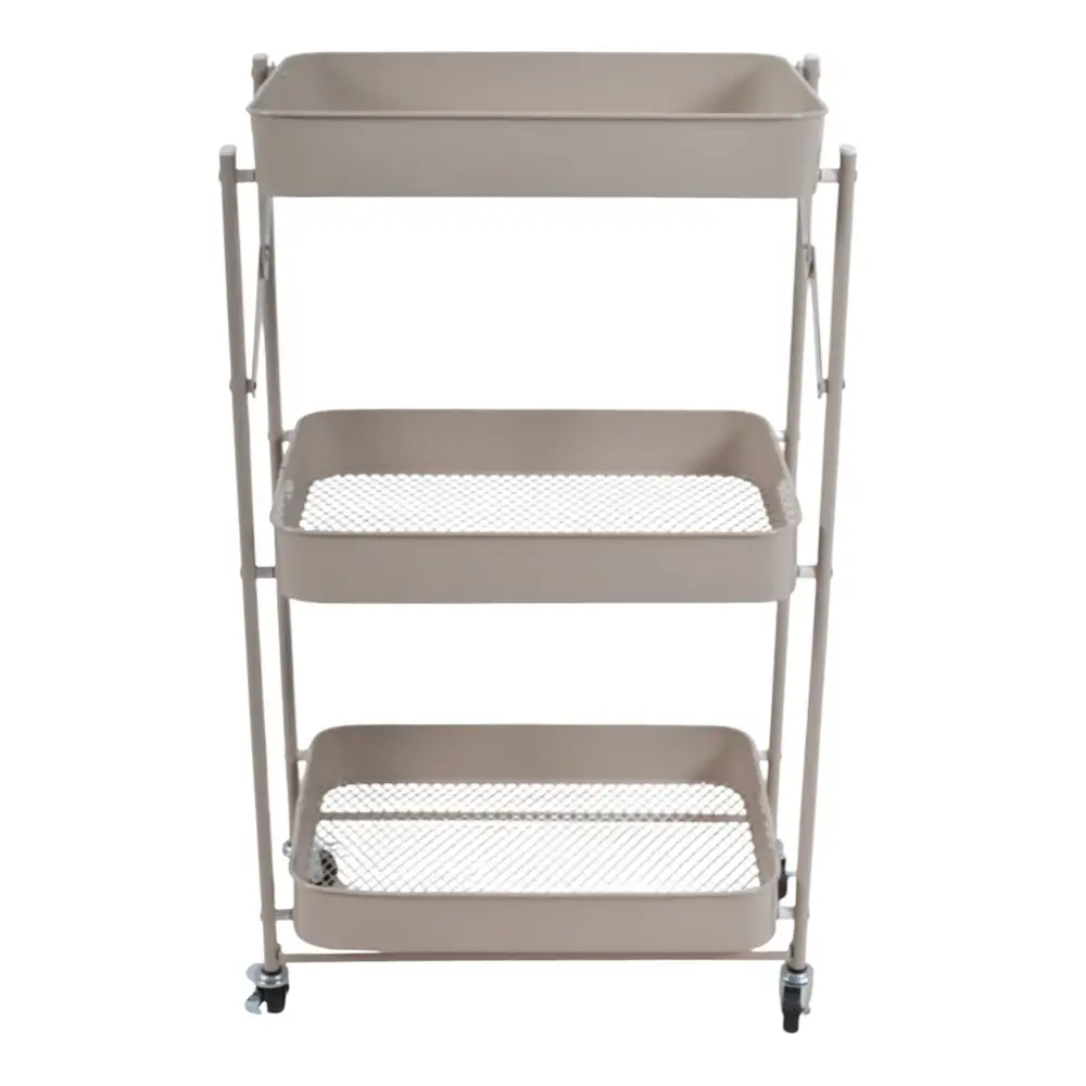 ΤΡΟΛΕΪ ΑΠΟΘΗΚΕΥΣΗΣ ΑΝΑΔΙΠΛΟΥΜΕΝΟ ΜΕ 3 ΚΑΛΑΘΙΑ ΜΕΤΑΛΛΙΚΟ ΣΕ TAUPE ΧΡΩΜΑ 46x29x77εκ.  - Ankor 852987