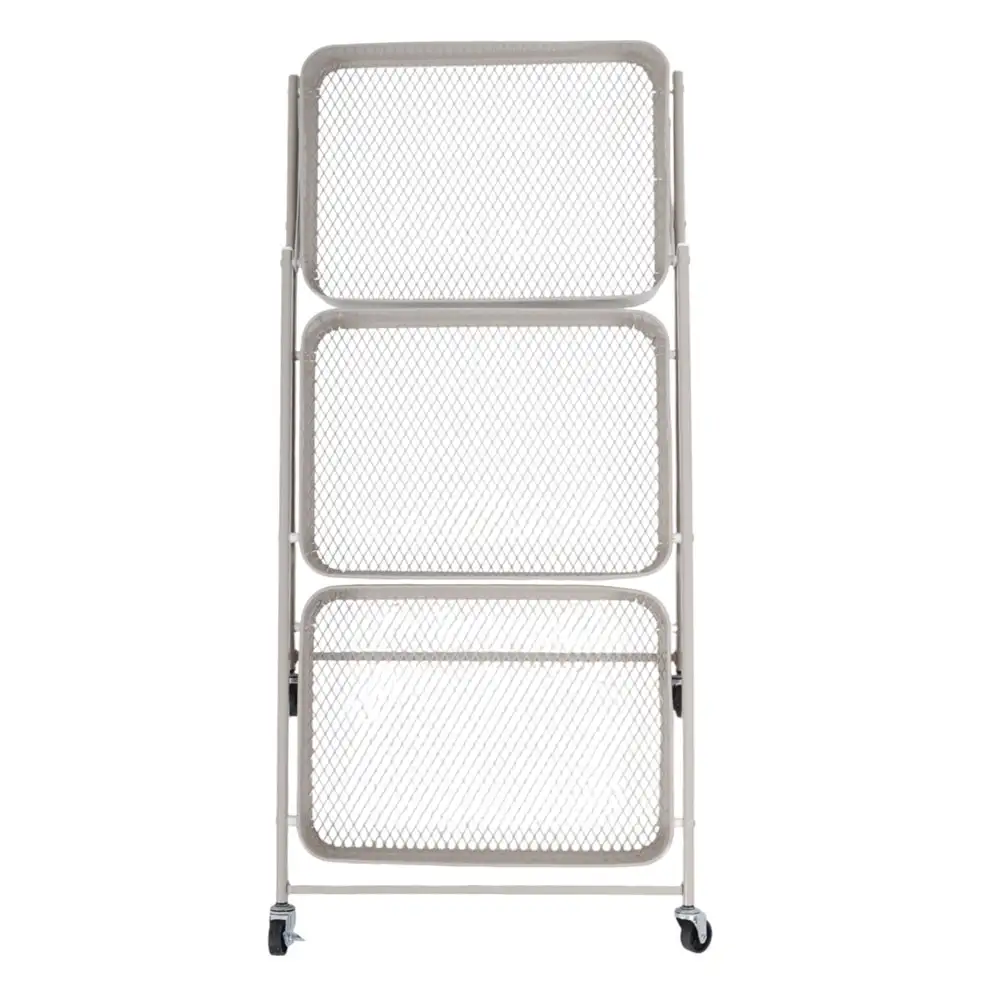 ΤΡΟΛΕΪ ΑΠΟΘΗΚΕΥΣΗΣ ΑΝΑΔΙΠΛΟΥΜΕΝΟ ΜΕ 3 ΚΑΛΑΘΙΑ ΜΕΤΑΛΛΙΚΟ ΣΕ TAUPE ΧΡΩΜΑ 46x29x77εκ.  - Ankor 852987