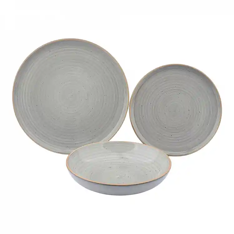 ΣΕΡΒΙΤΣΙΟ ΠΙΑΤΩΝ STONEWARE 18ΤΜΧ ΣΕ ΓΚΡΙ ΧΡΩΜΑ  - Ankor 85351-18