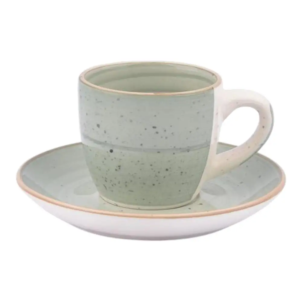 ΣΕΤ 6 ΦΛΙΤΖΑΝΙΑ ΚΑΦΕ STONEWARE 90ml ΣΕ MINT ΧΡΩΜΑ  - Ankor 853595