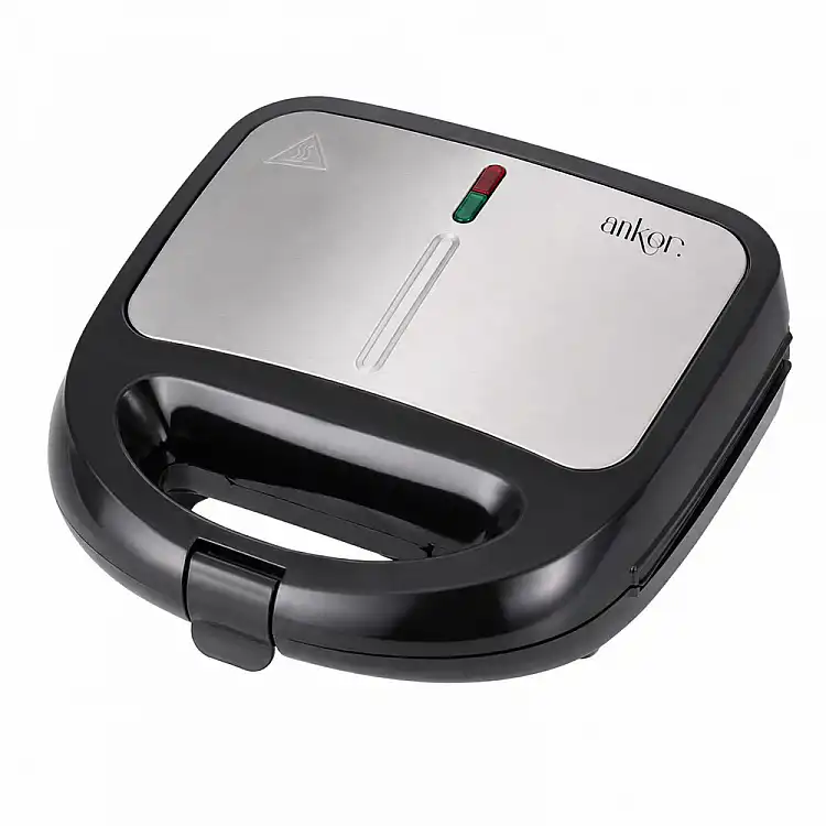 ΤΟΣΤΙΕΡΑ 2 ΣΕ 1 ΜΕ ΑΠΟΣΠΩΜΕΝΕΣ ΠΛΑΚΕΣ GRILL ΚΑΙ SANDWICH INOX ΜΕ ΜΑΥΡΟ ΧΡΩΜΑ 950W  - Ankor 853724