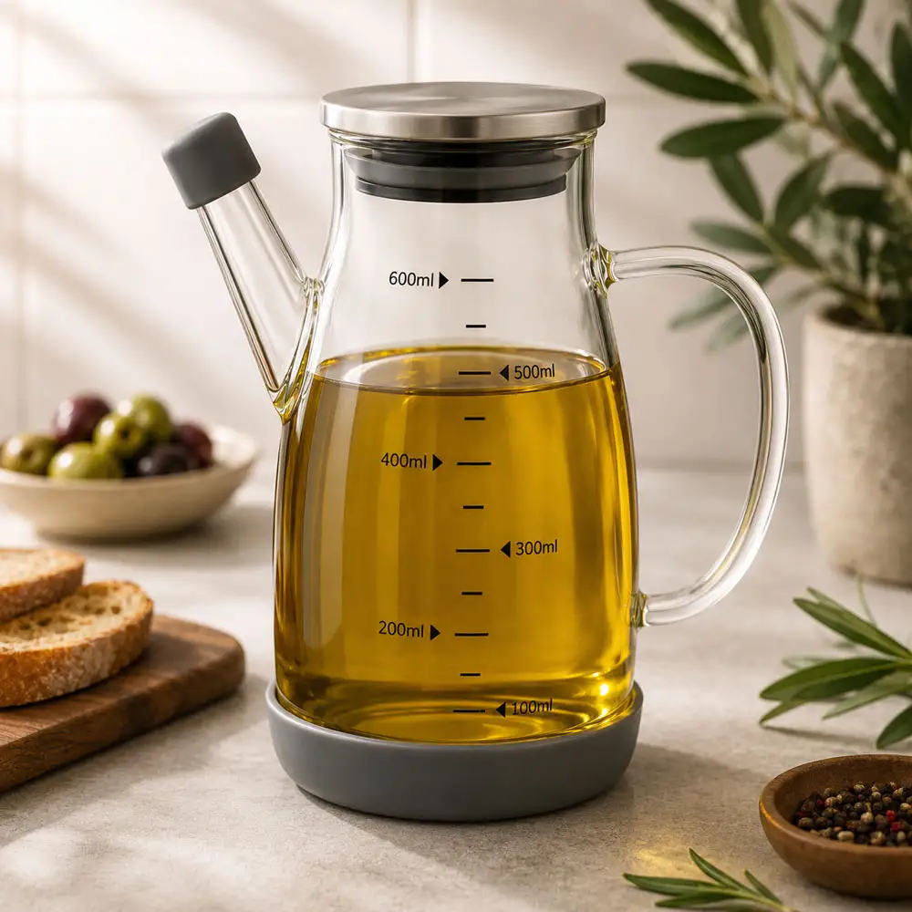 ΔΟΧΕΙΟ ΛΑΔΙΟΥ ΓΥΑΛΙΝΟ 0,65lt ΜΕ ΣΤΟΜΙΟ ΡΟΗΣ ΚΑΙ ΔΟΣΟΜΕΤΡΗΤΗ  - Ankor 853878