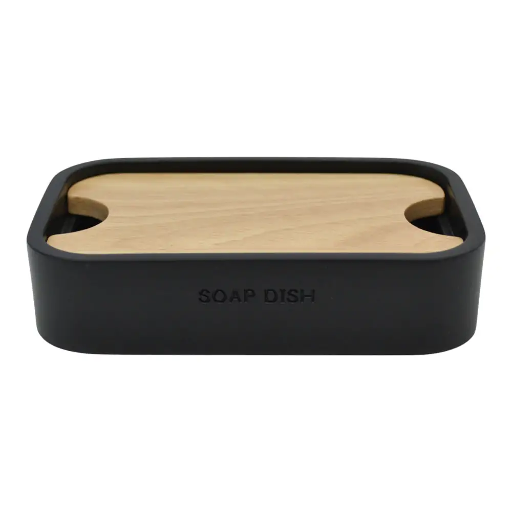 ΣΑΠΟΥΝΟΘΗΚΗ ΠΟΛΥΕΣΤΕΡΙΚΗ ΜΑΥΡΗ ΜΕ ΞΥΛΟ 12x7,8x2,8εκ. - Ankor 853946