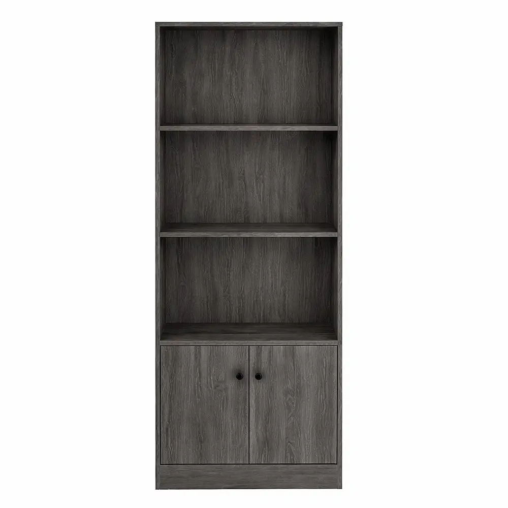 ΒΙΒΛΙΟΘΗΚΗ ΞΥΛΙΝΗ ΜΕ ΡΑΦΙΑ ΚΑΙ ΝΤΟΥΛΑΠΙ ΣΕ ΓΚΡΙ ΧΡΩΜΑ 60x30x170 εκ.  - Ankor 854974