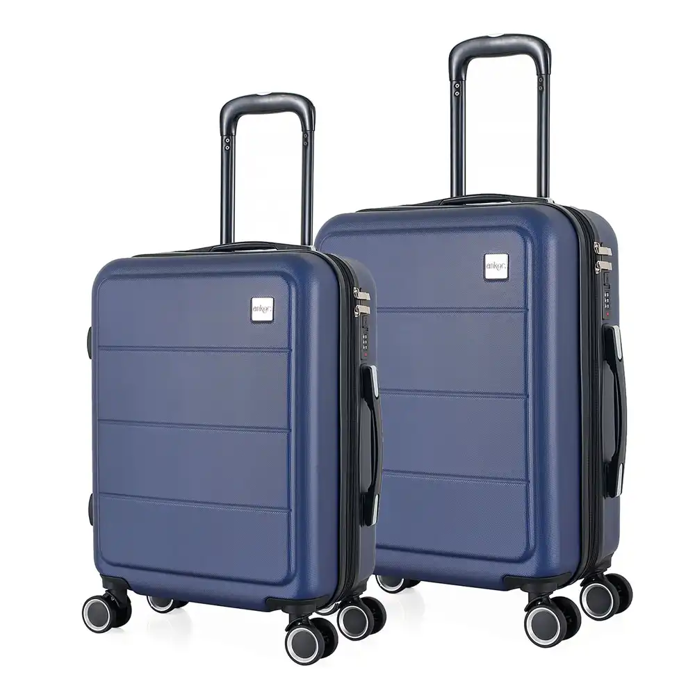 ΣΕΤ 2 ΒΑΛΙΤΣΕΣ  ABS 37x27x55εκ. ΚΑΙ 41x31x65εκ. ΜΕ ΕΠΕΚΤΑΣΗ ΚΑΙ 4 ΡΟΔΕΣ ΜΠΛΕ - Ankor 855179
