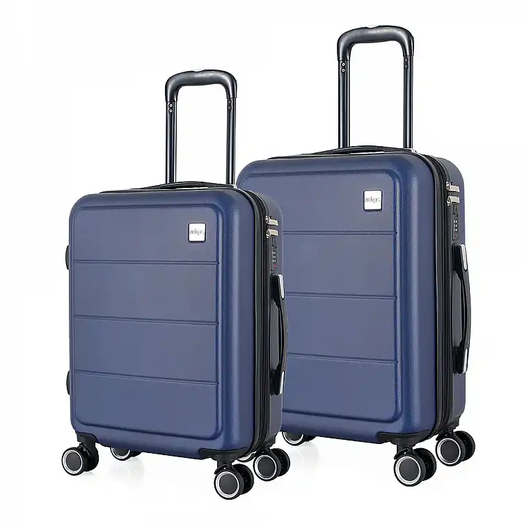 ΣΕΤ 2 ΒΑΛΙΤΣΕΣ  ABS 37x27x55εκ. ΚΑΙ 41x31x65εκ. ΜΕ ΕΠΕΚΤΑΣΗ ΚΑΙ 4 ΡΟΔΕΣ ΜΠΛΕ - Ankor 855179
