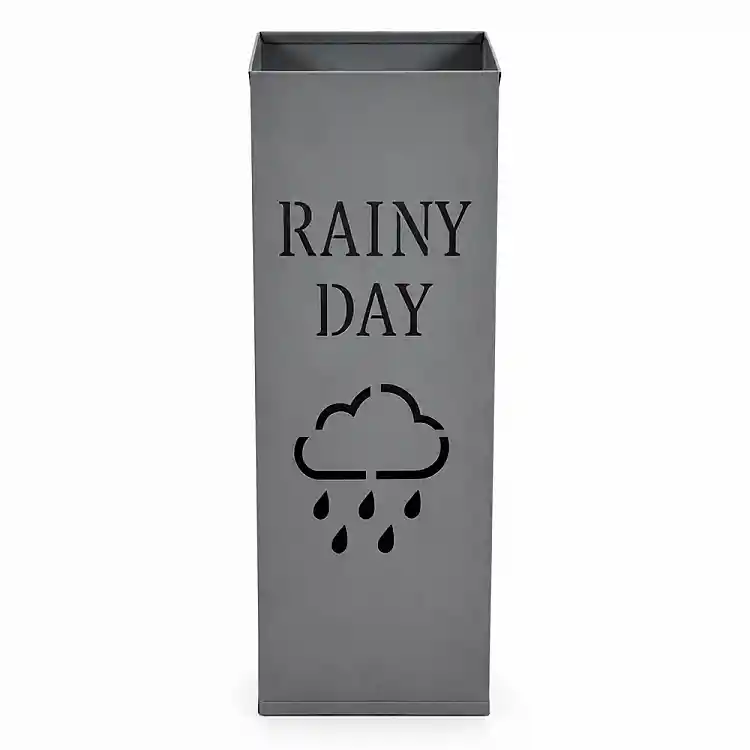 ΟΜΠΡΕΛΟΘΗΚΗ ΜΕΤΑΛΛΙΚΗ ΓΚΡΙ ΜΑΤ ΜΕ ΣΧΕΔΙΟ RAINY DAY 15,5x15,5x48,5εκ.  - Ankor 855872