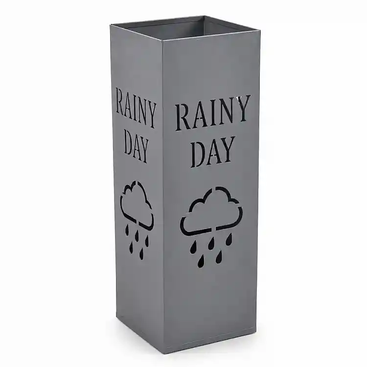 ΟΜΠΡΕΛΟΘΗΚΗ ΜΕΤΑΛΛΙΚΗ ΓΚΡΙ ΜΑΤ ΜΕ ΣΧΕΔΙΟ RAINY DAY 15,5x15,5x48,5εκ.  - Ankor 855872