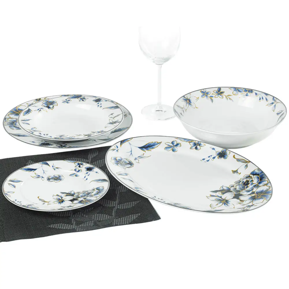 ΣΕΡΒΙΤΣΙΟ ΠΙΑΤΩΝ ΠΟΡΣΕΛΑΝΙΝΟ 20ΤΜΧ ΜΕ ΛΟΥΛΟΥΔΑΤΟ ΣΧΕΔΙΟ ΚΑΙ ΑΣΗΜΙ ΜΠΟΡΝΤΟΥΡΑ  - Ankor R11758-20