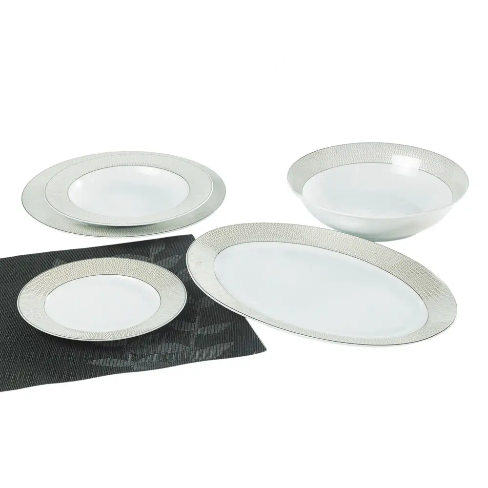 ΣΕΡΒΙΤΣΙΟ ΠΙΑΤΩΝ ΠΟΡΣΕΛΑΝΙΝΟ 20ΤΜΧ ΜΕ ΧΡΥΣΟ ΓΕΩΜΕΤΡΙΚΟ ΣΧΕΔΙΟ ΚΑΙ ΑΣΗΜΙ ΜΠΟΡΝΤΟΥΡΑ  - Ankor R11804-20