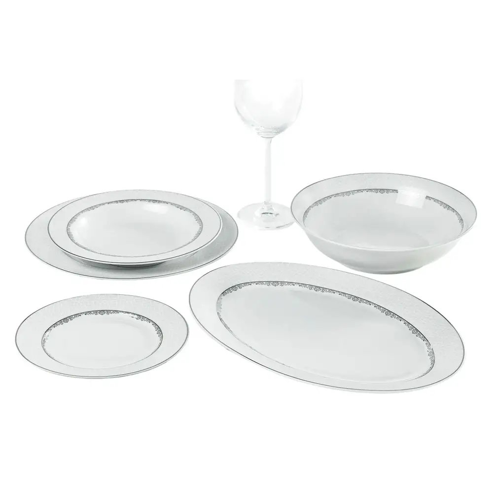 ΣΕΡΒΙΤΣΙΟ ΠΙΑΤΩΝ ΠΟΡΣΕΛΑΝΙΝΟ 20ΤΜΧ ΜΕ ΚΡΑΚΕΛΕ ΣΧΕΔΙΟ ΚΑΙ ΑΣΗΜΙ ΜΠΟΡΝΤΟΥΡΑ  - Ankor R11831-20