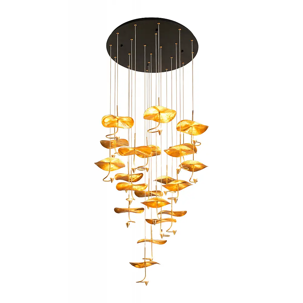 PDC 1290-18 ΠΟΛΥΦΩΤΟ ΜΠΡΟΥΤΖΙΝΟ LED ME ΦΥΛΛΑ ΝΟΥΦΑΡΑ ΧΡΥΣΑ