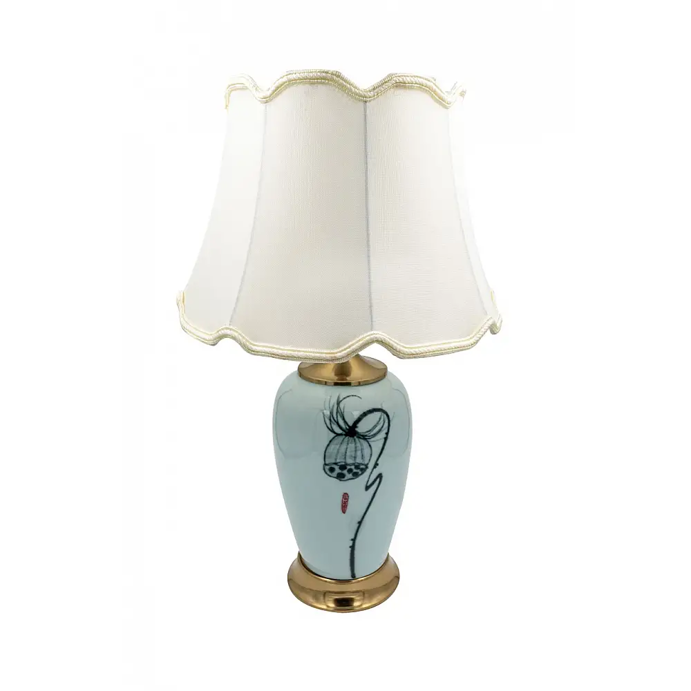 TLC 6356 ΕΠΙΤΡΑΠΕΖΙΑ ΛΑΜΠΑ ΚΕΡΑΜΙΚΗ ΛΟΥΛΟΥΔΙ ΜΕ ΑΜΠΑΖΟΥΡ ΚΛΑΣΣΙΚΟ ΕΚΡΟΥ 1XE27