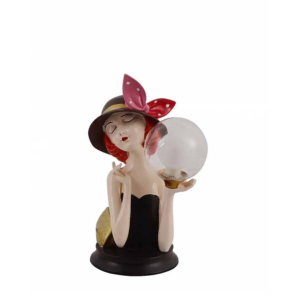 TLC 1123 ΕΠΙΤΡΑΠΕΖΙΑ ΛΑΜΠΑ ΚΟΠΕΛΑ ΜΕ ΜΑΥΡΟ ΦΟΡΕΜΑ ΚΑΠΕΛΟ ΚΑΙ ΚΟΚΚΙΝΟ ΦΙΟΓΚΟ 2XG9