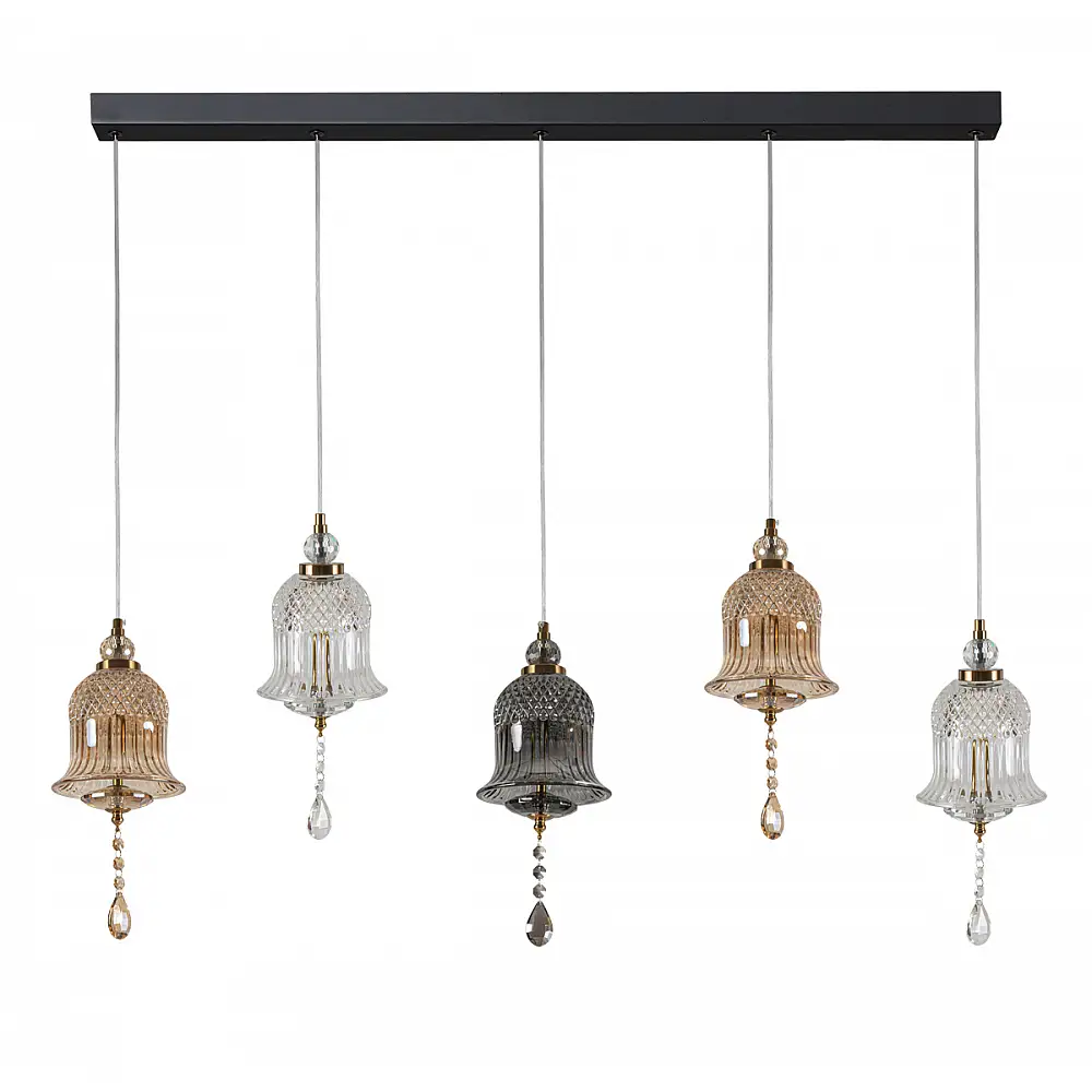 PDC 723-5 ΡΑΓΑ ΜΕ ΓΥΑΛΙΝΕΣ ΚΑΜΠΑΝΕΣ LED-5Χ5W  ΜΕ ΔΙΑΚΟΣΜΗΤΙΚΟ ΚΡΥΣΤΑΛΛΟ