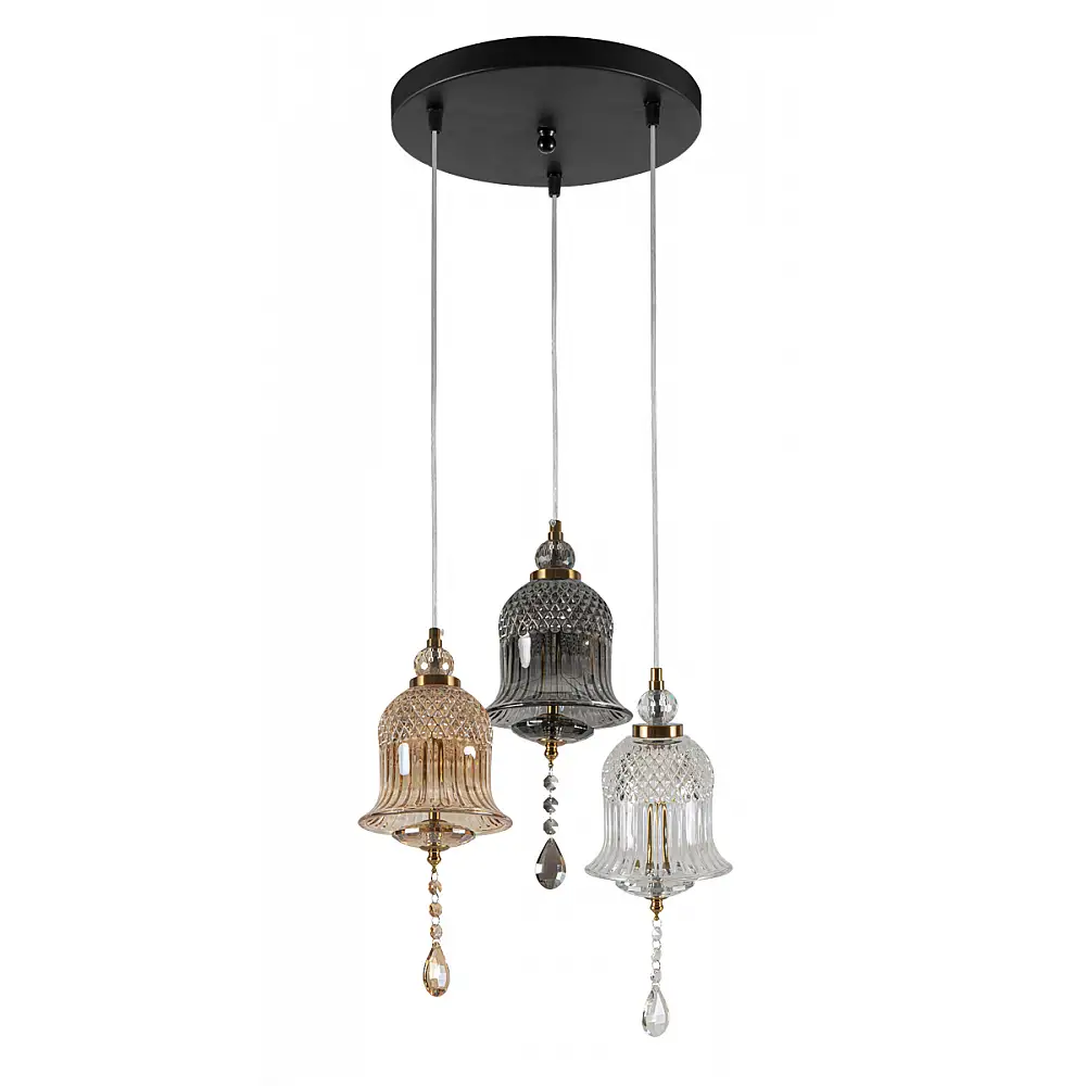 PDC 723-3 3/Φ ΡΟΖΕΤΑ ΜΕ ΓΥΑΛΙΝΕΣ ΚΑΜΠΑΝΕΣ Ι LED-3Χ5W  ΜΕ ΔΙΑΚΟΣΜΗΤΙΚΟ ΚΡΥΣΤΑΛΛΟ