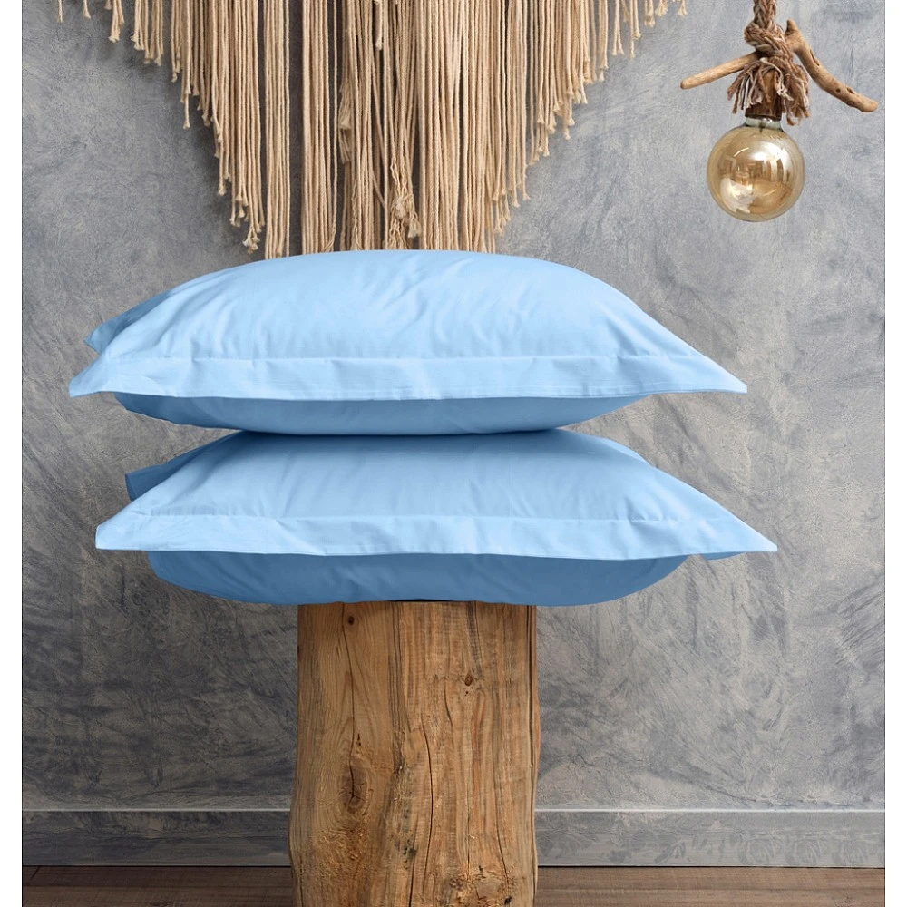 Μαξιλαροθήκες Μονόχρωμες Melody - Blue, 50x70+5 cm Oxford