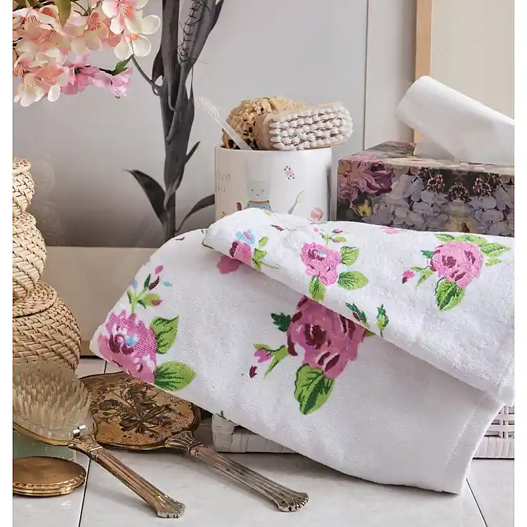 Πετσέτα Τυπωμένη Βελούρ Rose - Pink, Σώματος 70x140