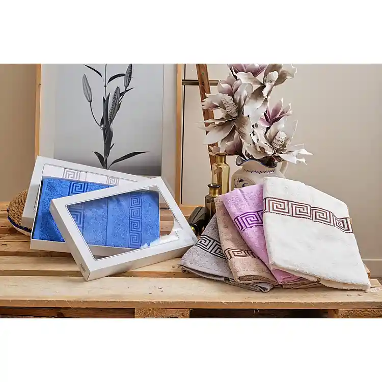 Πετσέτες Set Ζακάρ- Μπορντούρα Greek - Grey, 40x60cm, 58x105cm