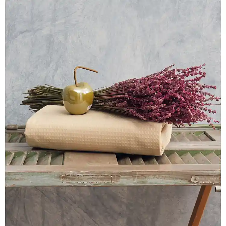 Κουβέρτα Μονόχρωμη Πικέ Summer Line Βαμβακερή - Ivory, 200x260